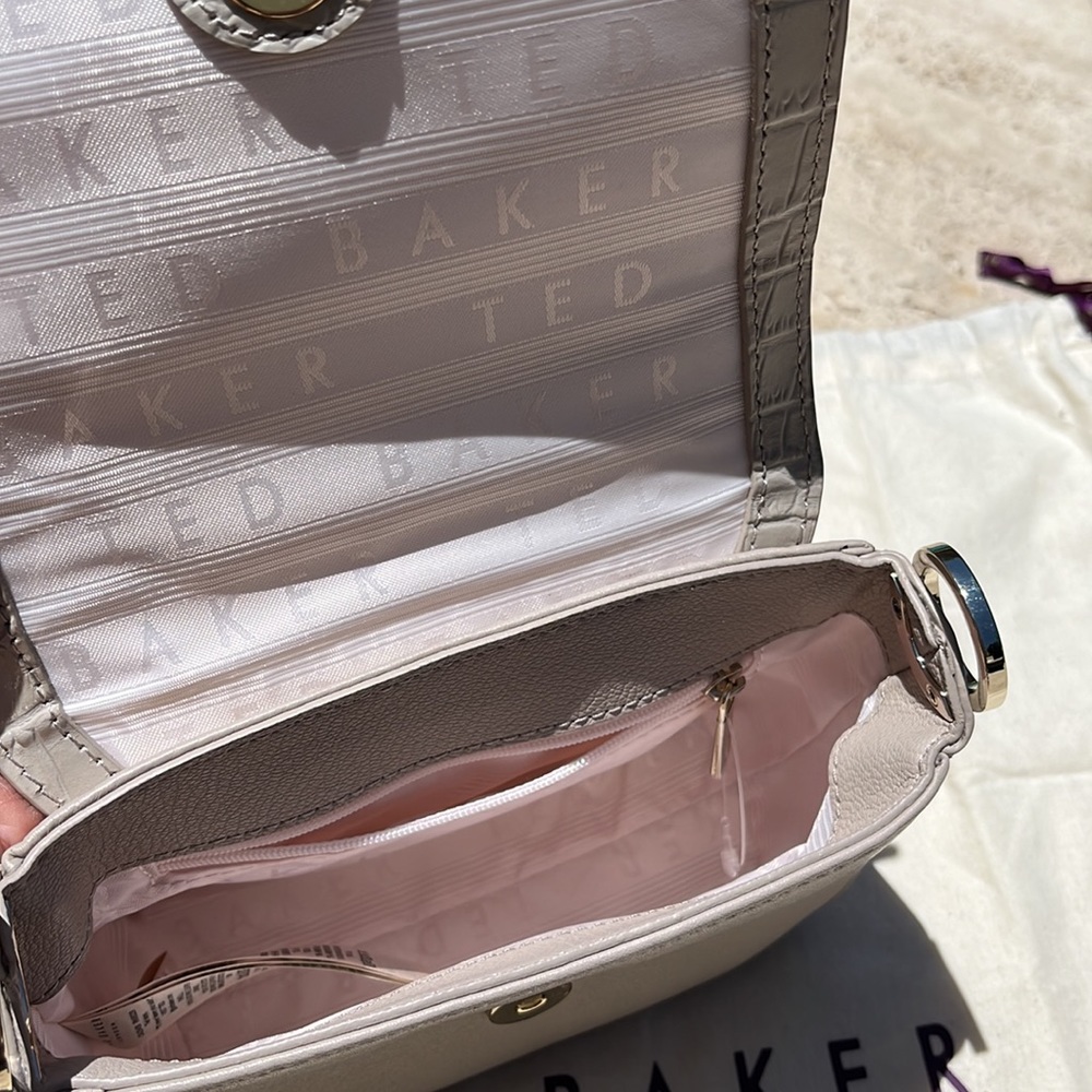 Ted Baker Loop & Tab Grainy Mini Crossbody- Beige - image 6